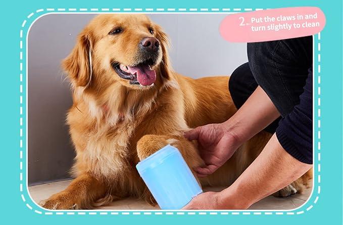Dog Paw Cleaner for Large/Petite Paw Washer Easy to Use & Clean Portable Dog Paw Cleaner Cup Foot Washer with Silicone Washers (L, Blue)