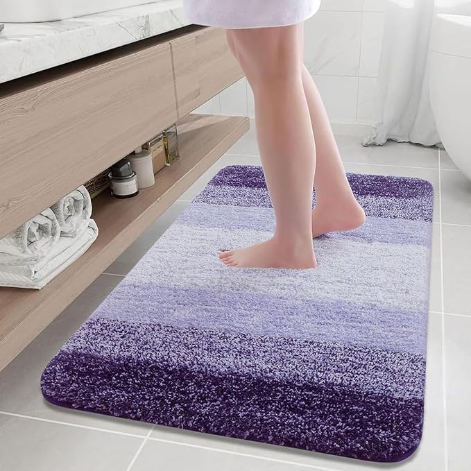 Arotive Microfiber Bathroom Rugs, Shaggy Soft and Absorbent Bath Rug, Thick Plush Machine Washable Dry Bath Mats for Bathroom, Tub and Shower, 36x24, Dark Purple, Rectangular
