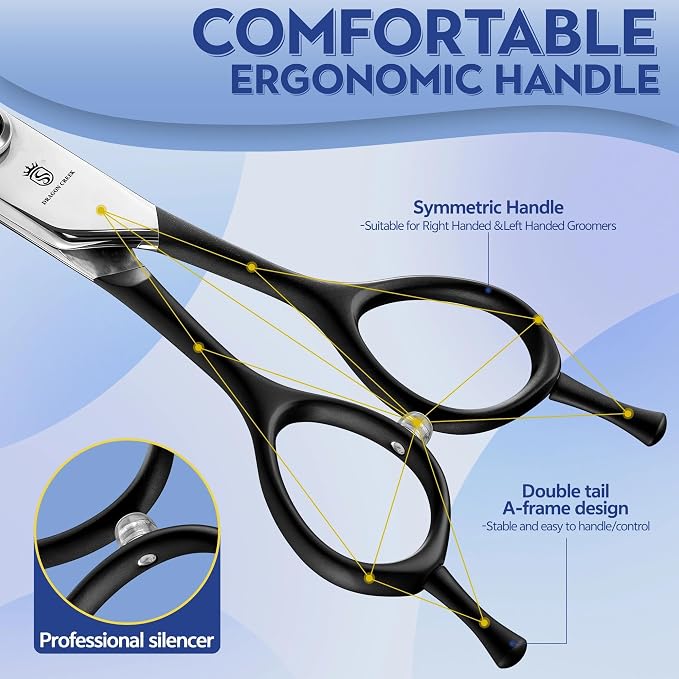 Dragon Creek 6" Upward Curved Dog Grooming Scissors Shears for Grooming Face and Paws Safety Shears Trimming Cutting Scissors for Dog Cat Pet Christmas Thanksgiving Gift Black