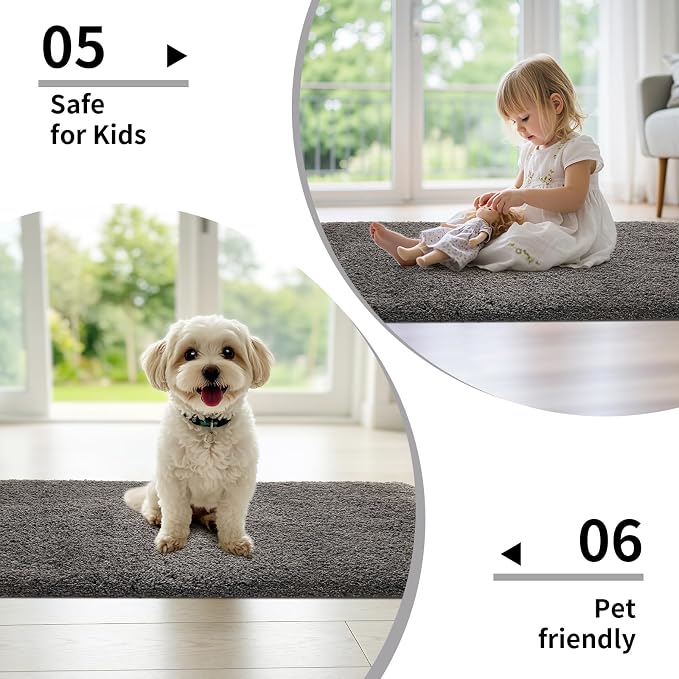 Disolla Bathroom Rug 20x32 - Non-Slip Plush Thick Bath Mat, Highly Absorbent & Ultra Soft Fluffy Floor Mat, Machine Washable for Shower and Tub, Dark Grey