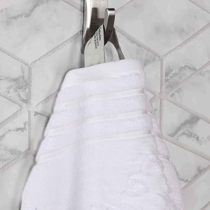 Superior Cotton Hand Towel Set, Small Towels, Plush Soft Absorbent Bathroom Basics, Home Essentials, Spa, Salon, Hotel, Kitchen, Luxury Quick Drying, Zero Twist Assorted Floral Set of 6, White