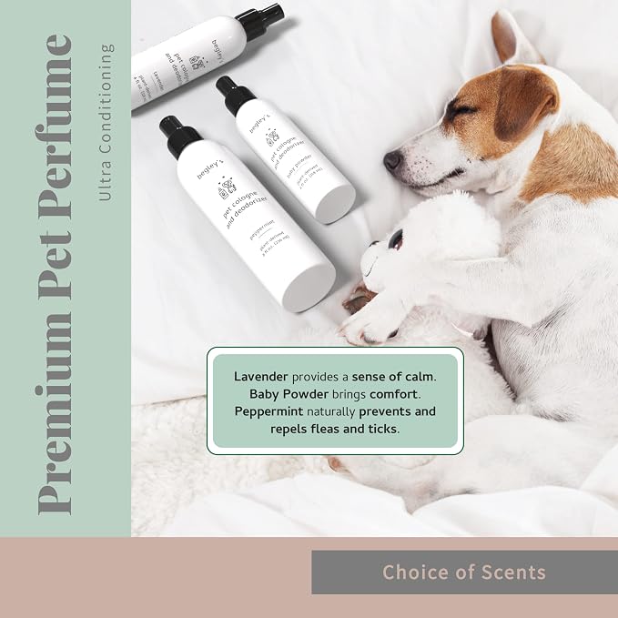 Begley's Pet Cologne and Deodorizer - Premium Essential Oil Dog Perfume Spray Long Lasting and Pet Odor Eliminator - Cat Perfume and Dog Cologne Spray - Baby Powder - 8 oz