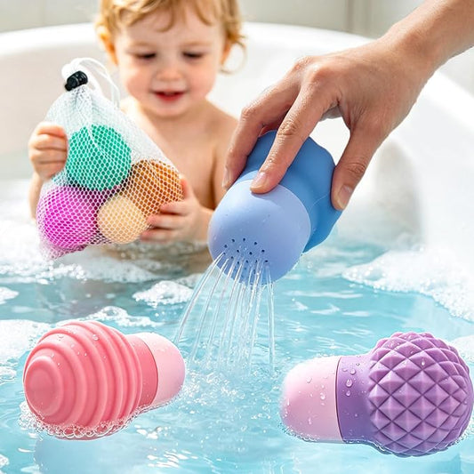 Squeezing Water Bath Toys for Toddlers, 3 Pack Sensory Textured Baby Bath Toy, Silicone Relaxation Bath Toys for Babies 12M+, Ideal Gifts for Boys Girls Age 1+ (Soft Purple 3pcs)
