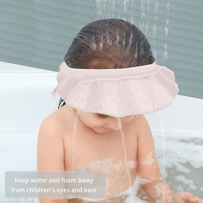KOMIDK Baby Kids Shower Cap Shampoo Bath Bathing Hat Silicone Adjustable Washing Hair Shower Bathing Protection Shower Cap for Toddler, Baby, Kid, Children (White)