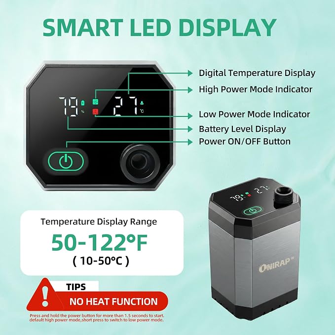 Portable Shower for Camping with Rechargeable 8000mAh Battery, Intelligent LED Display, 4 Spray Modes