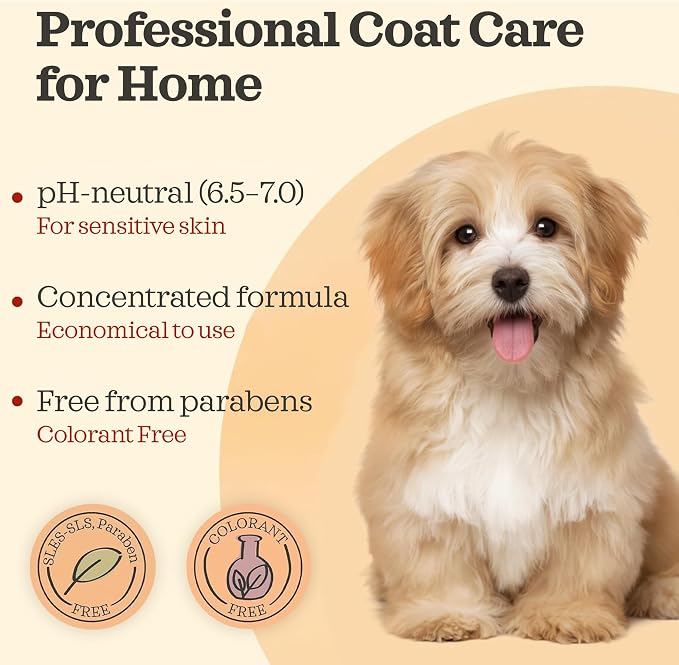 Prebiotic Hypoallergenic Sensitive Dog Shampoo – Oatmeal & Vanilla Scent Formula, Sensitive Skin | Vegan, Paraben-Free, Moisturizing & Deodorizing, Pet Shampoo | Safe for Dogs & Cats – 16 fl oz