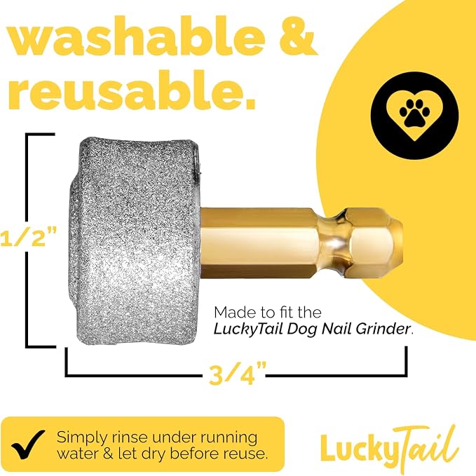 LUCKY TAIL - Dog Nail Grinder - Hard & Soft Replacement Heads - Small & Large Dogs - Premium Quality - Diamond Tip Drill Bit - Professional Dog Nail Trimmers - Grooming Tool kit - 2 Pack