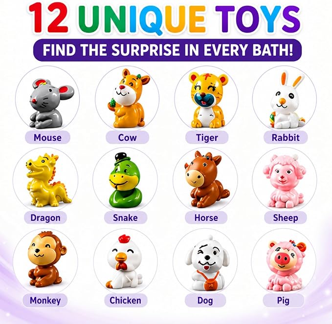 Bath Bombs for Kids with Surprise Animal Toys Inside Gift Set | 12 Pack Kids Bath Bombs with Toys Inside, Kid Bubble Bath Fizzy for Girls Boys with Bath Toys Birthday Gifts