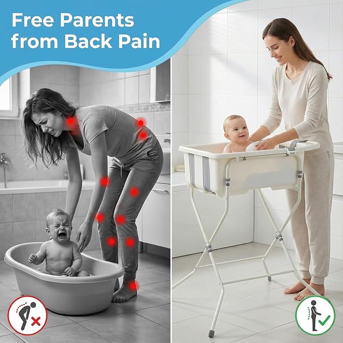Baby Bathtub with Stand,Collapsible Infant Bath Tub Small
