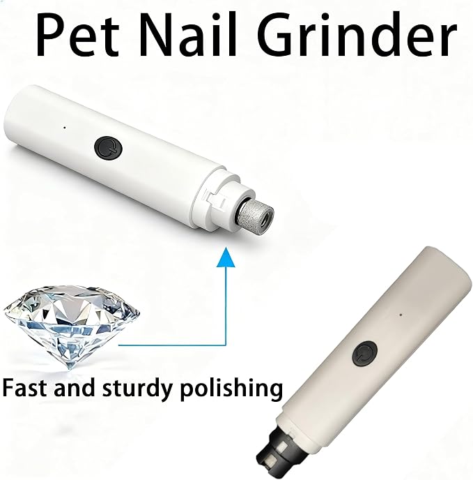 Pet Nail Grinder for Dogs & Cats, 2-Speed Electric Pet Nail File with Safety Guard, Low Noise & USB Rechargeable, Gentle Paws Grooming Tool for Small Medium Large Pets (White)
