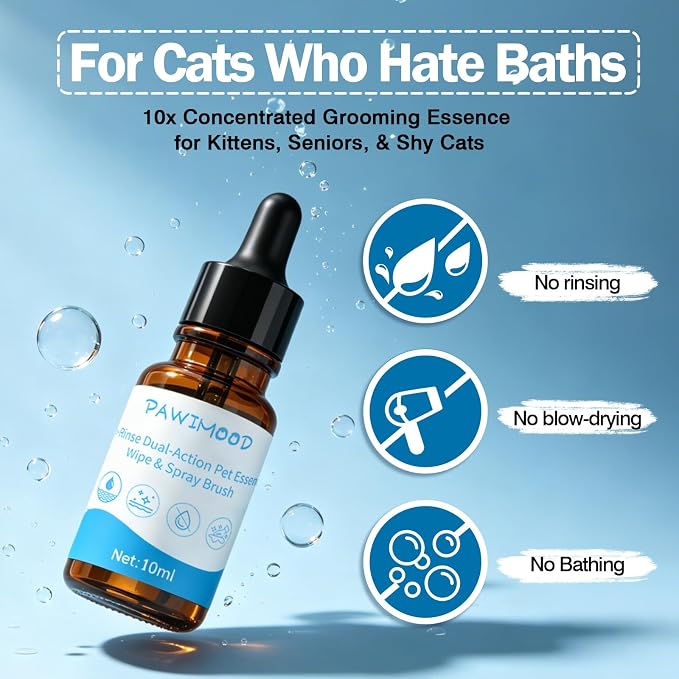 Waterless Cat Shampoo for Pets Who Hate Baths – No-Rinse, Concentrated & Gentle | Pomegranate Scent, Non-Sticky Hydrating Formula | for Steam Brush, Travel-Friendly | 2Pcs, 0.34 oz Each