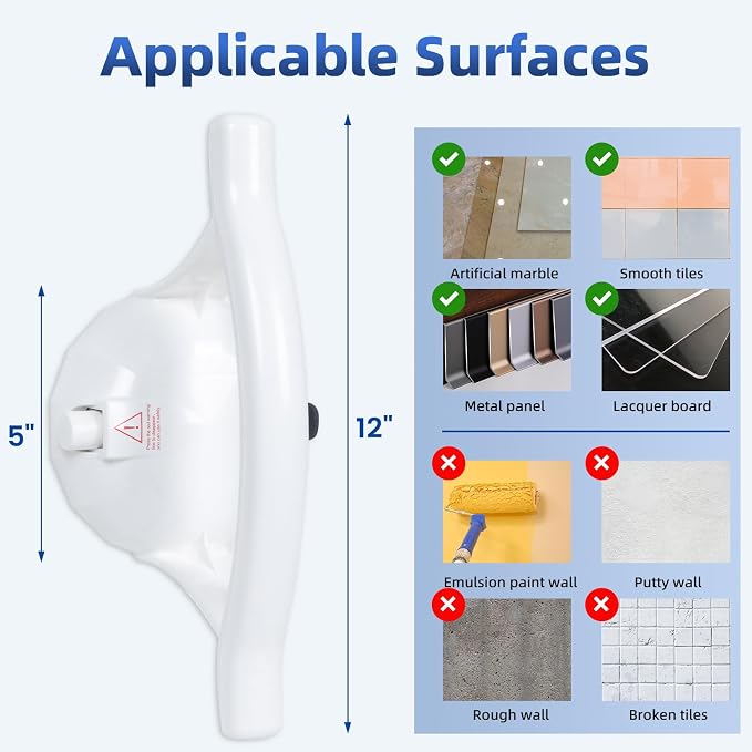 Upgraded Suction Grab Bars for Shower, 2 Pack 440lb Bathroom Safety Grab Bars for Bathtubs and Showers Heavy Duty, No Drilling Strong Suction Shower Handle for Seniors Elderly Disabled,Pregnant