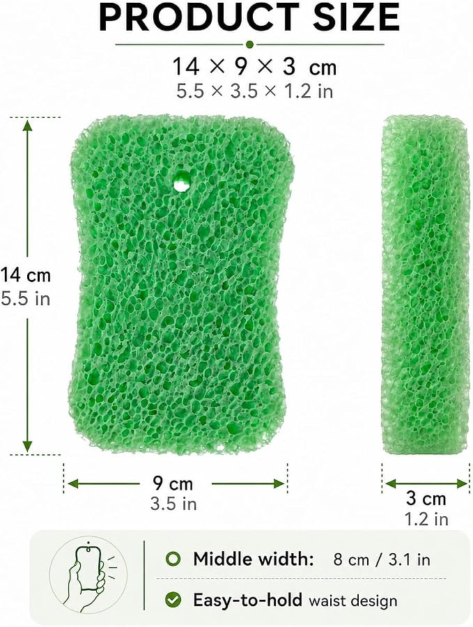 Textured Exfoliating Bath Sponge 3 Pack, Foam Body Sponge for Shower, Rich Lather, Easy-Rinse, Durable Shower Scrubber for Women and Men, 5.5 x 3.5 x 1.2 in