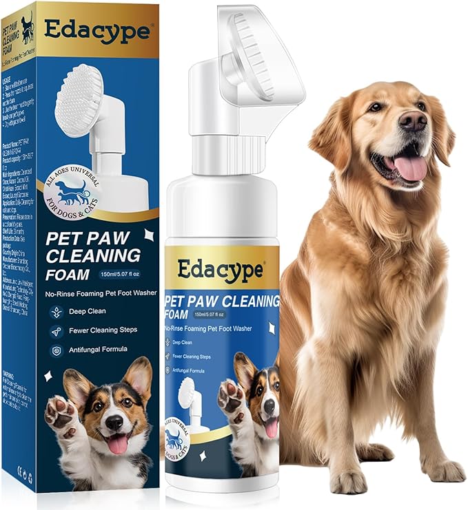 Paw Cleaner for Dogs & Cats, No-Rinse Foaming Pet Foot Washer with Built-in Scrubber Brush for Dirty, Muddy Paws – Suitable for Small, Medium & Large Dogs, Puppies, Kittens