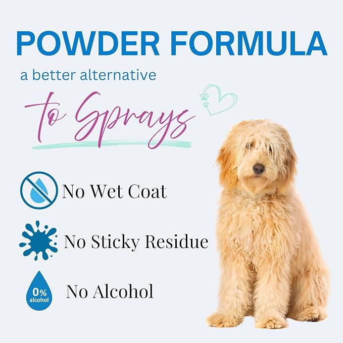 Dry Shampoo Powder & Coat Deodorizer for Dogs (Fresh & Clean) | Waterless No-Rinse Squeeze Bottle Formula | Calming Scent | Talc and Alcohol Free | Safe for Sensitive Skin | Made in USA