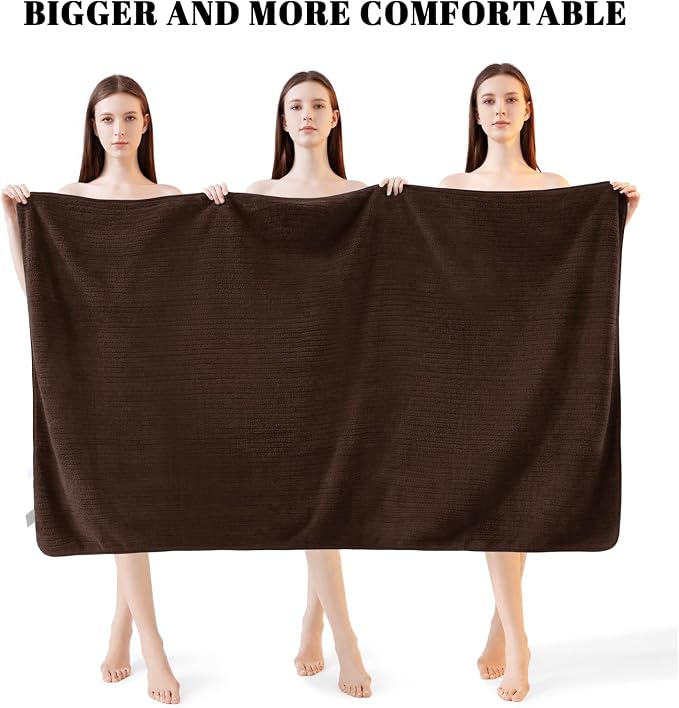 Bath Towels Set of 4 Extra Large 35 x 70 Inches,Luxury Thick High Absorbent and Quick Dry Bath Sheet,Ultra Soft Microfiber,Bathroom,Beach,Yoga,Sport,SPA,Fitness (Brown)