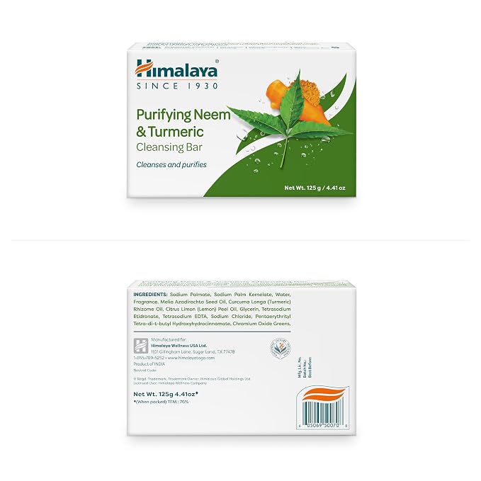 Himalaya Purifying Neem & Turmeric Cleansing Bar Soap, Neem Soap Bars for Face and Body, Turmeric Soap Bar,Face Soap Bar,Face Wash Bar,Bath Soaps,Body Soap Bars,Natural Soap,Soft and Clean Skin,3 Pack
