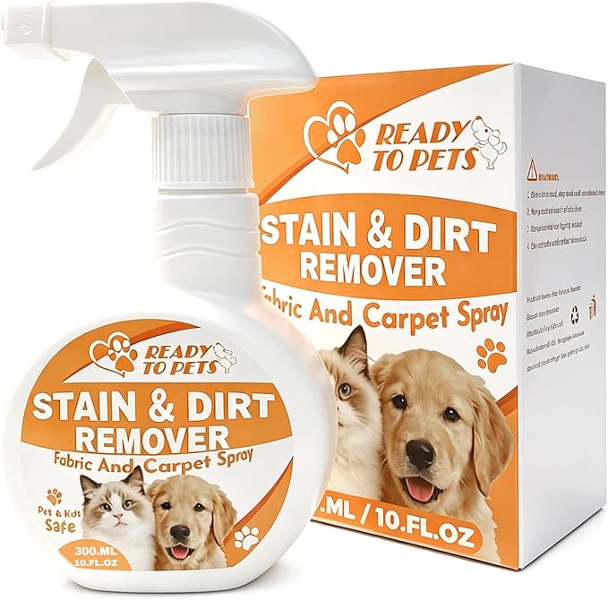 Carpet Stain Remover – Dog & Cat Urine, Poop & Vomit Cleaner – Fabric Spray for Rugs, Bed Sheets, Curtains, Sofas, Upholstery & Car Floor