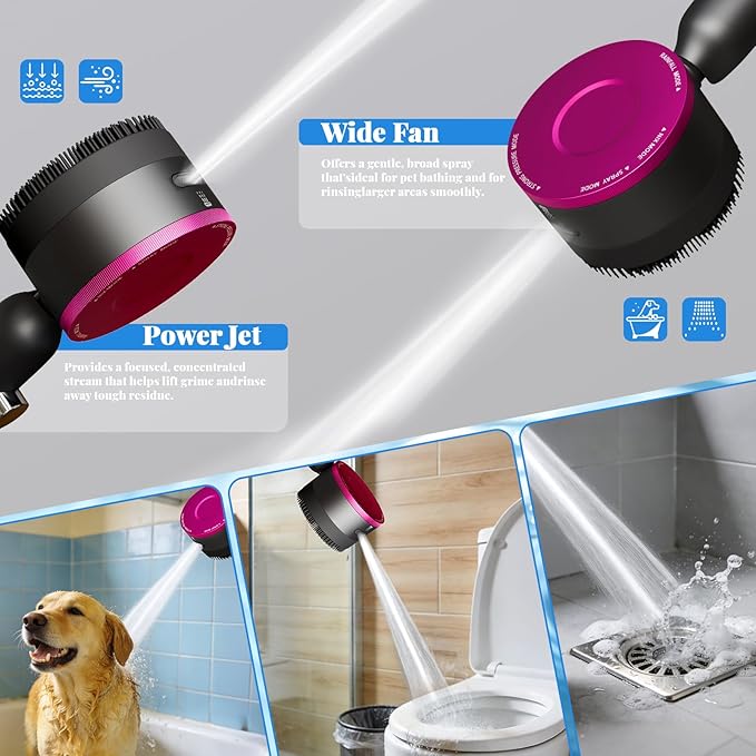 Filtered Handheld Shower Head, High Pressure Power Showerhead with 5 Filters & 59" Flexible Hose, 360° Rotating Adjustable Shower Head with Wall Holder & ON/Off Switch for Hair & Skin, Black