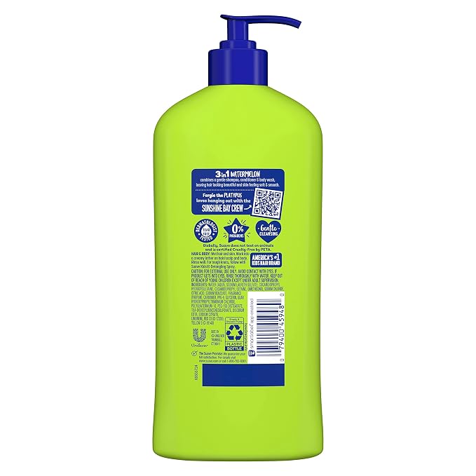 Suave Kids 3 In 1 Shampoo-Cond -Bodywash Watermelon 18 Ounce (Pack of 2)