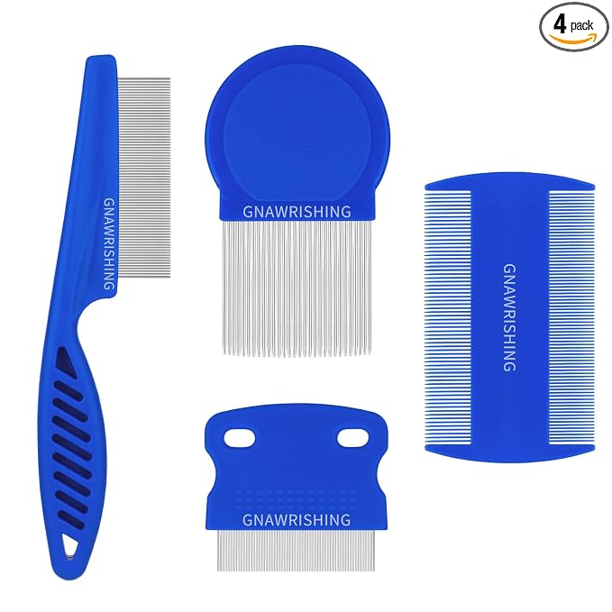 Flea Comb 4Pcs with High Strength Teeth Pet Tear Stain Remover Combs, Pet Dog Cat Grooming Comb Set Effective Float Hair Remover