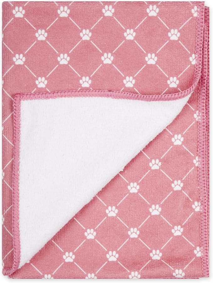 Bone Dry Pet Grooming Towel Collection Trellis Print, Microfiber Absorbent Drying Set, 15x30, Rose, 3 Count