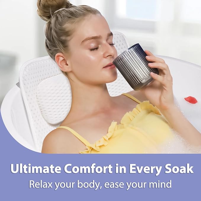 Full Body Bath Pillow for Tub, Luxury Bathtub Pillow for Full Back, Head and Neck Support, Quick Dry Bath Cushion, 168 Suction Cups, Bathtub Accessories for Gift