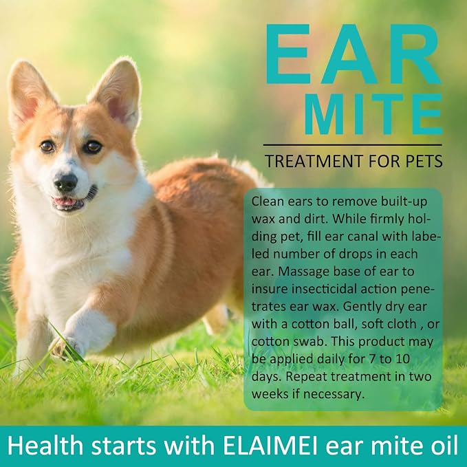 Ear Mites Treatment for Dogs and Cats,Dog Ear Infection Treatment Drops 1.5 Fl Oz | Relief for Dogs and Cats Suffering from Ear Mites, Pets Ear Cleaning Drops with Soothing Aloe for Dog & Cats