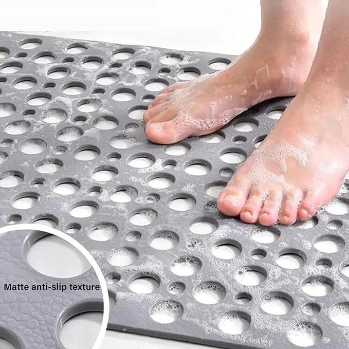 Casa and Beyond Shower Mat,Non Slip Bath Mat and Shower Mat with Suction Cups and Drain Holes,Bathroom Mat Easy to Clean Soft Machine Washable,Bathtub Mat Easy Dry&Cut (Coffee,28" x 15"(Rectangular))