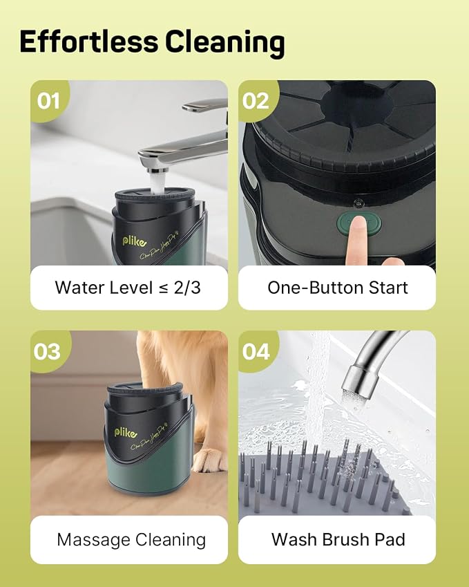 Plike Electric Dog Paw Cleaner, Automatic Washing Cup for Pets | Infrared Sensor, Gentle Silicone Brushes, Smart Drainage System, Two-Way Rotation, Easy Cleaning for Medium & Large Dogs