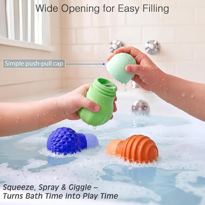 Sensory Squeezing Water Bath Toys for Toddlers,3PCS Bath Tub Pool Floating Toys for Babies Kids 1-3，Textured Fidget Toys Stocking Stuffers Gifts for Girls Boy 18+ Months