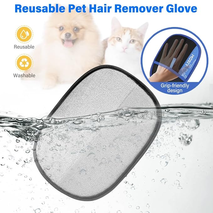 MOSTY Reusable Electrostatic Pet Hair Remover Glove for Dogs & Cats, 2PCS | Washable Magic Fur Remover Tool for Couch,Carpet,Car Seat,Sofa, Double Sided Pet Deshedding Glove, Ideal Gift for Pet Owners