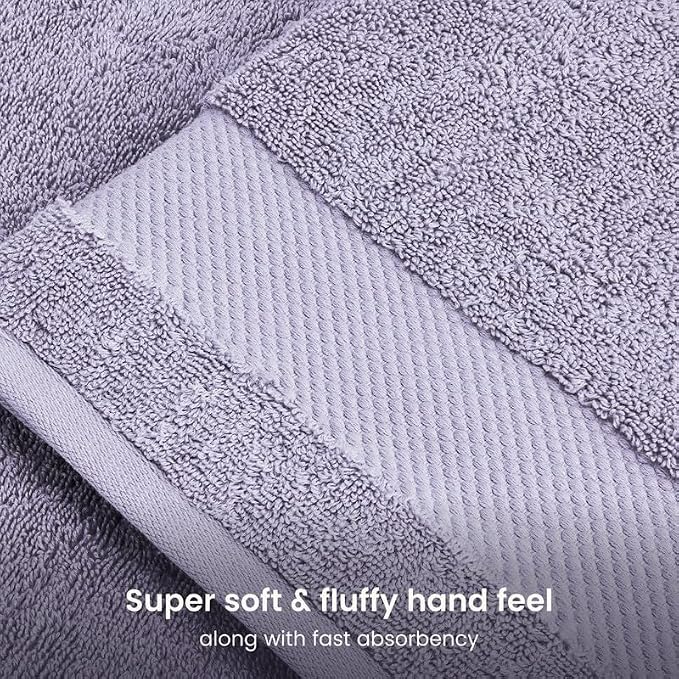 BIOWEAVES 100% Organic Cotton 700 GSM Plush Premium Washcloths 13" x 13" GOTS Certified, Face Towels Perfect for Home & Bathroom - Lavender, Pack of 12