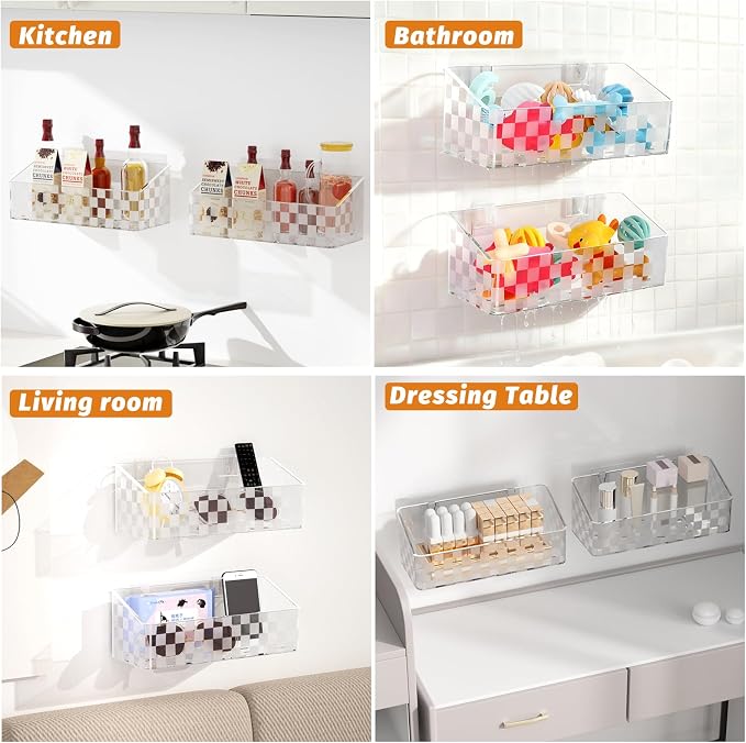 Natheeph Bath Toy Storage Holder Clear Bathtub Toy Storage Organizer, 2pack | Quick-Dry Bath Toy Holder for Tub, Bathroom, Large-Capacity Holder Organizer for Shower Toy, Shower Gel & Bathroom Essentials