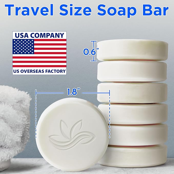 BERGMAN KELLY - Hotel Soap Bars - White Tea, 1 oz, 200 PK - Travel Size Luxury Bulk Amenities Bar Soap - Mini Individually Wrapped Round Soap - Small Toiletries for Airbnb, Motel, Guest Bathroom