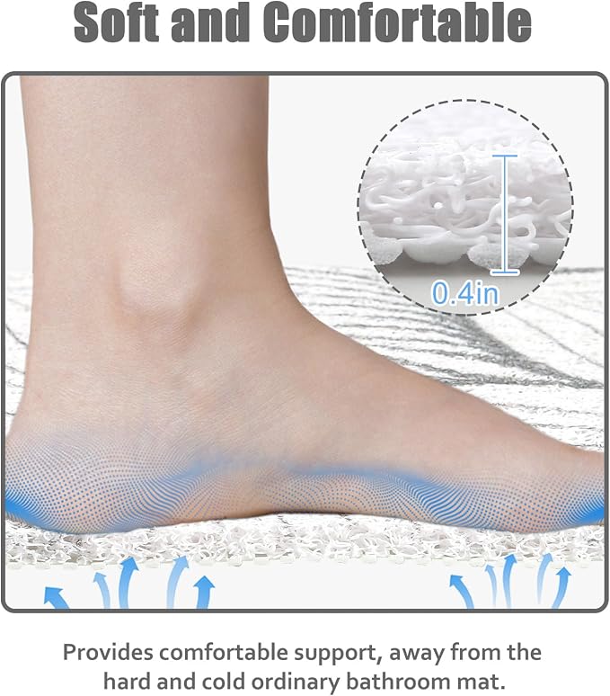 Non Slip Shower Mat - 24x24 Inch Soft and Comfortable Square Shower Mat, PVC Loofah Massage Showe Mat for Inside Shower, Anti Slip Shower Mat for Tub, Floor, Bathroom, Kitchen, Hotel, Quick Drying