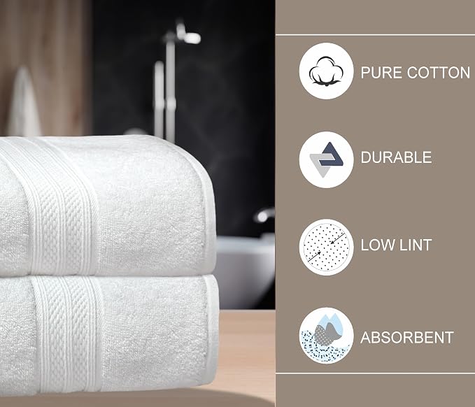 COTTON CRAFT Soft Giant Bath Sheet - 2 Pack Oversized 35x70 Extra Large Luxury Bath Towel - 600 GSM - 100% Ringspun Cotton - Absorbent Quick Dry Bathroom Shower Hotel Spa Towel Sheet - White