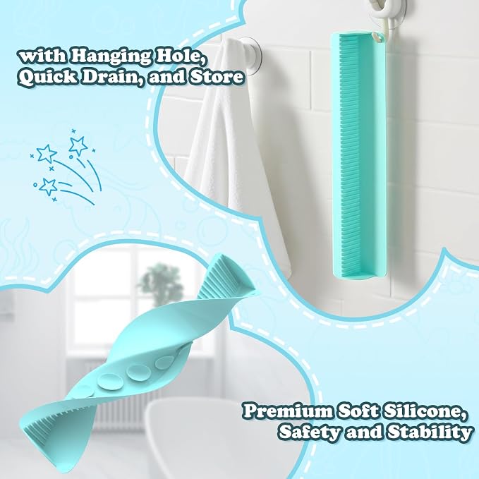 AGPTEK 24 Inch Bathtub Splash Guard with 10 Suction Cups, Silicone Tub Water Splash Guard for Bathtub, Bath Toy Tray Holder Play Shelf for Kids, Universal for Bathroom, Kitchen Sink (Green) | Silicone Tub Water Splash Guard for Bathtub, Bath Toy Tray H...