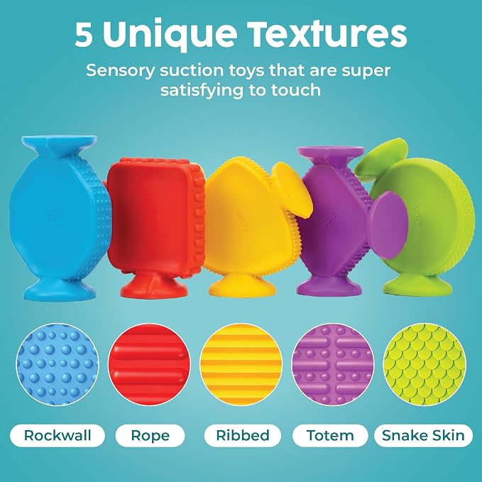 Bunmo Toddler Bath Toys - Best Montessori Toys for Kids Ages 1 2 3 4 Year Old Boys & Girls Gifts, Best Sensory Toy for Babies 12 Months +, No Hole Bath Toy for Kids Ages 1-3 & 2-4 (Big Shapes 5 Pack)