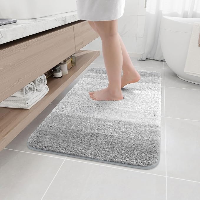 Arotive Microfiber Bathroom Rugs, Shaggy Soft and Absorbent Bath Rug, Thick Plush Machine Washable Dry Bath Mats for Bathroom, Tub and Shower, 36x24, Light Grey, Rectangular