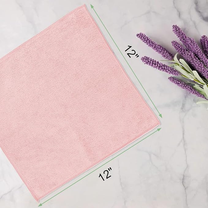 UNIMADE Washcloths Bulk - 10 Pack - Face Towels (12" x 12"), Highly Soft Wash Cloths and Hand Towels, Fast Drying Multi-Purpose Microfiber Cleansing Cloths for Bathroom, Hotel, Spa, and Salon - Pink