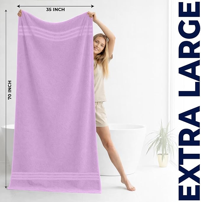 DAN RIVER 2 Pack Luxury Bath Sheets 35x70, 600 GSM, Soft & Quick Dry 100% Ring Spun Cotton Towels Ideal for Hotels, Spas, Gyms & Salons Extra Large, Lavender