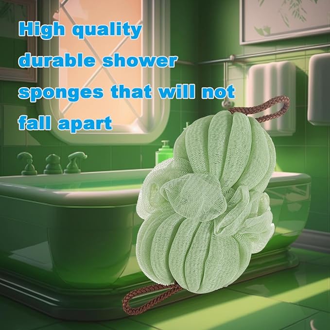 Large 85g Green Bath Loofah Sponge Loofa Luffas Shower Puff Pouf Ball Exfoliating Body Back Scrubber for Men&Women
