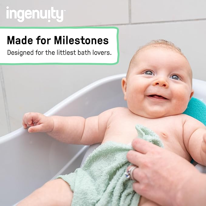 Ingenuity Foldaway 2-Position Bather, 2-Position Adjustable Support Baby Bath seat for Sink or Bathtub, Ages 0-6 Months, up to 20 pounds, Pink