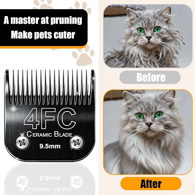 Dog Grooming Blades Compatible with Andis Clippers 4FC Blade (9.5mm) | Dog Clipper 4FC Blades For Most OsterA5, Wahl KM Series Pet Clippers