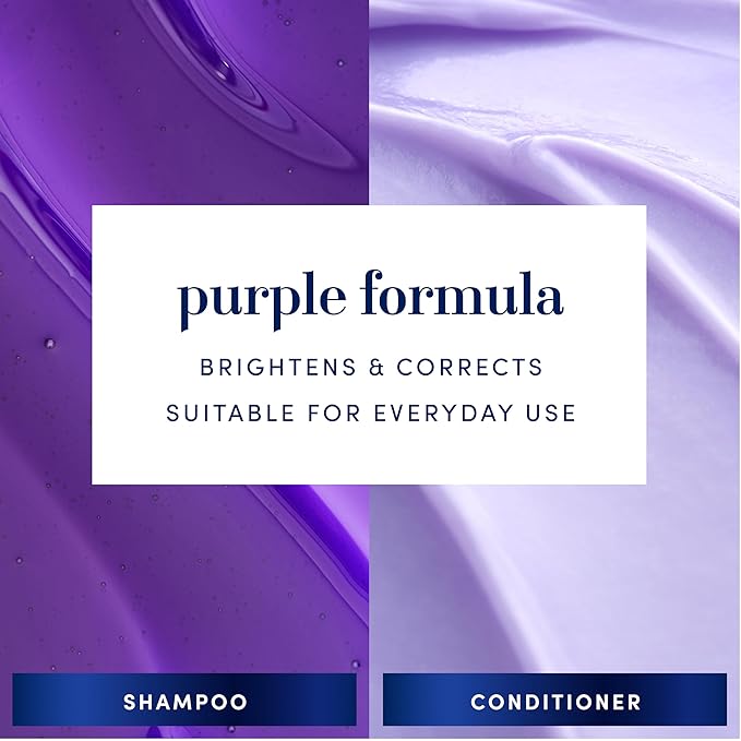 Hair Biology Biotin-Infused Purple Shampoo and Conditioner Set for Grey Hair, Anti-Brassiness, Moisturizing, Color-Safe, Silver & Glowing, Corrects Yellow Tones, 12.8 Fl Oz Each, 2 Count (Pack of 4)