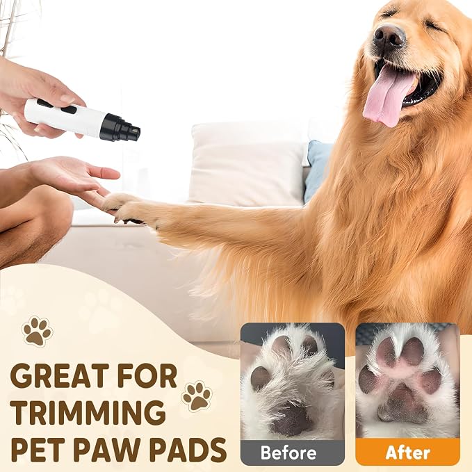 Silent Groom Pro Nail Grinder - Silent Groom Pro for Dogs and Cats, Dog Nail Trimmer with Replacement Grinding Heads, Quick USB Charge(with 2 Replacement Head)
