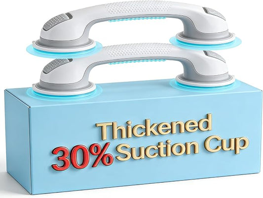 2 Pack 16.13” Grab Bars for Bathtubs and Showers, Shower Handles for Elderly Suction Cup Grab Bars for Shower Wall Heavy Duty, Safety Grab Bar for Seniors Suction Bathroom, No Drilling