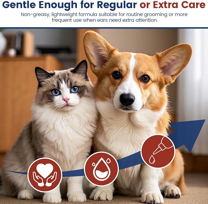 Petnanny Dog Ear Cleaner Solution, Cat Ear Cleaner Non-Stinging Ear Drops, Silver Ion & Botanical Formula for Gentle Daily Ear Care, Soothes Itching, and Removes Ear Debris Dirt, 4 fl oz