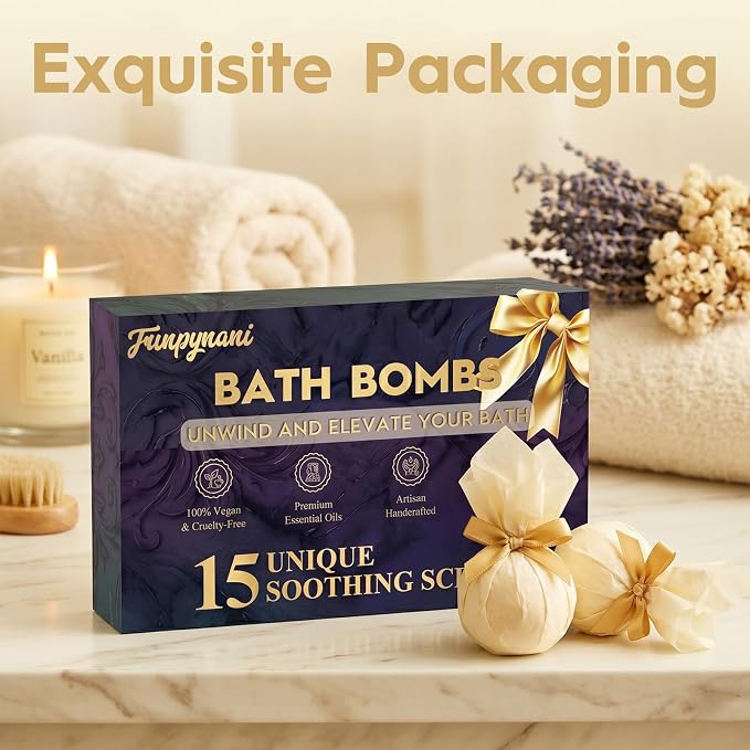Bath Bombs Gift Set for Women - 15 Pack Handmade Organic Bath Bombs with Essential Oils & Shea Butter, Natural Relaxing Spa Bubble Bath Fizzies, Birthday Gifts for Mom, Wife, Her
